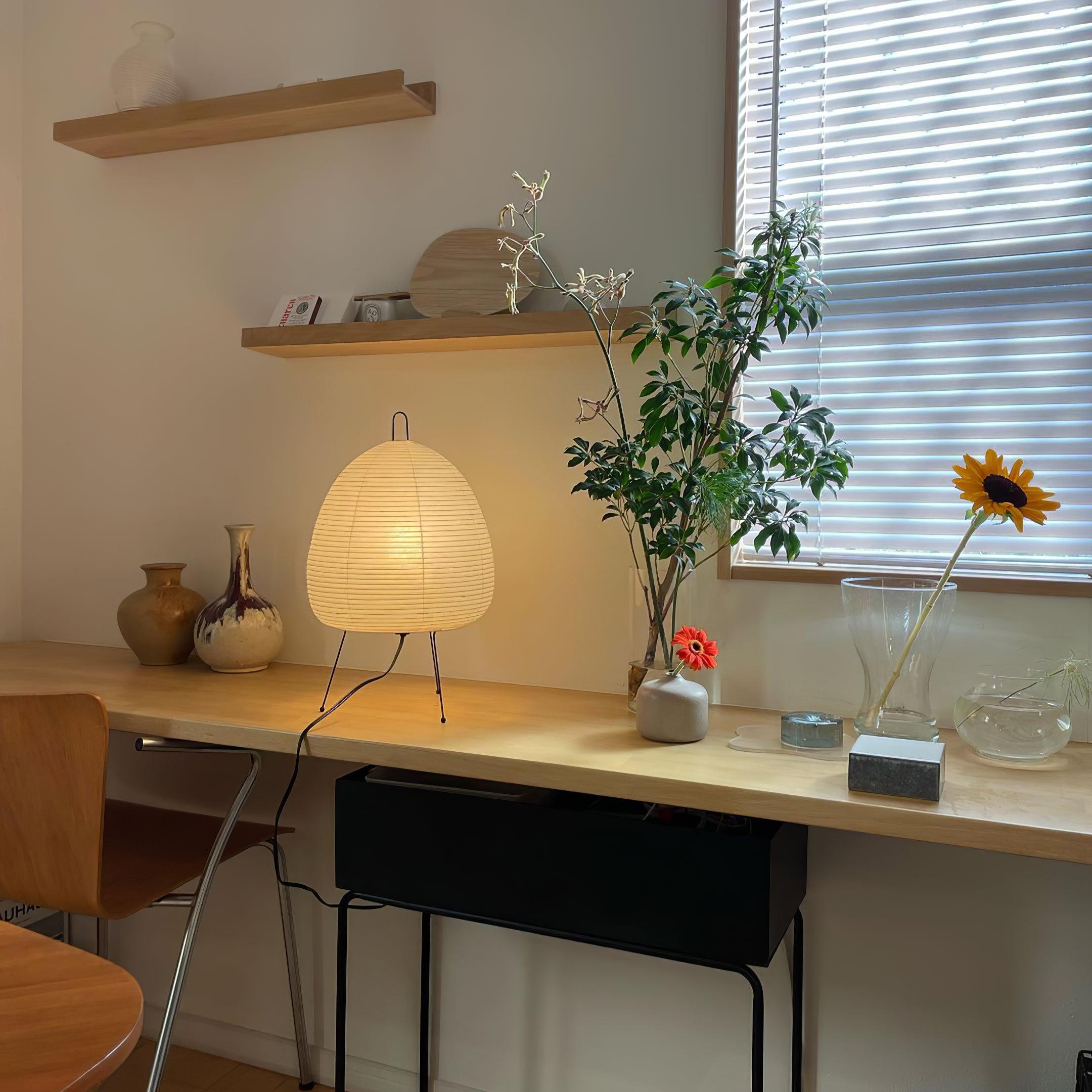 Elegante Dimmbar Tischlampe mit Gewölbtem Papierschirm – Ideal als Nachttischlampe oder Tischleuchte für Gemütliches Licht 6