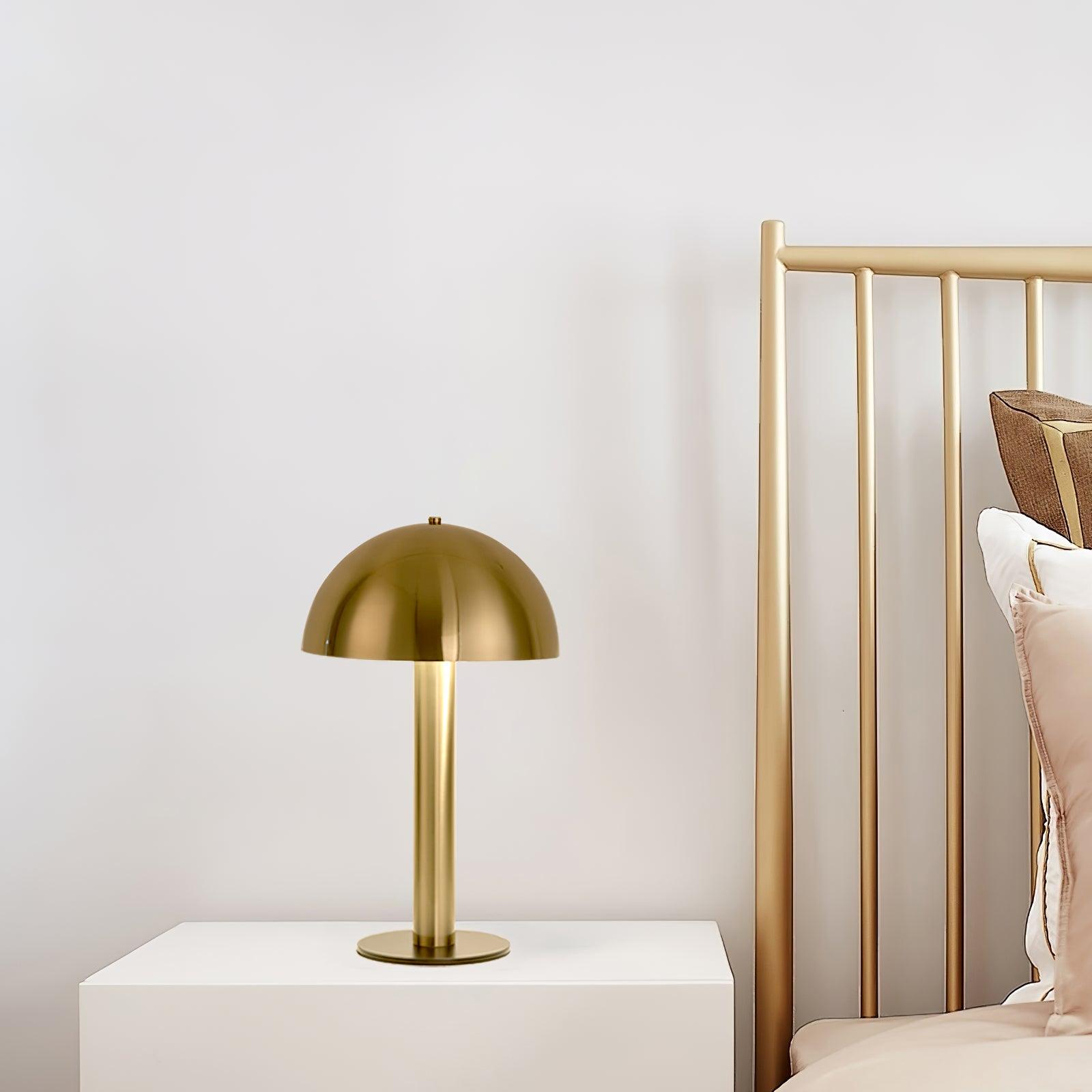 Elegante Tischlampe im Pilzdesign – Dimmbar, Metallkörper in Weiß, Blau und Kupfer, Ideal für Wohnzimmer und Schlafzimmer 5