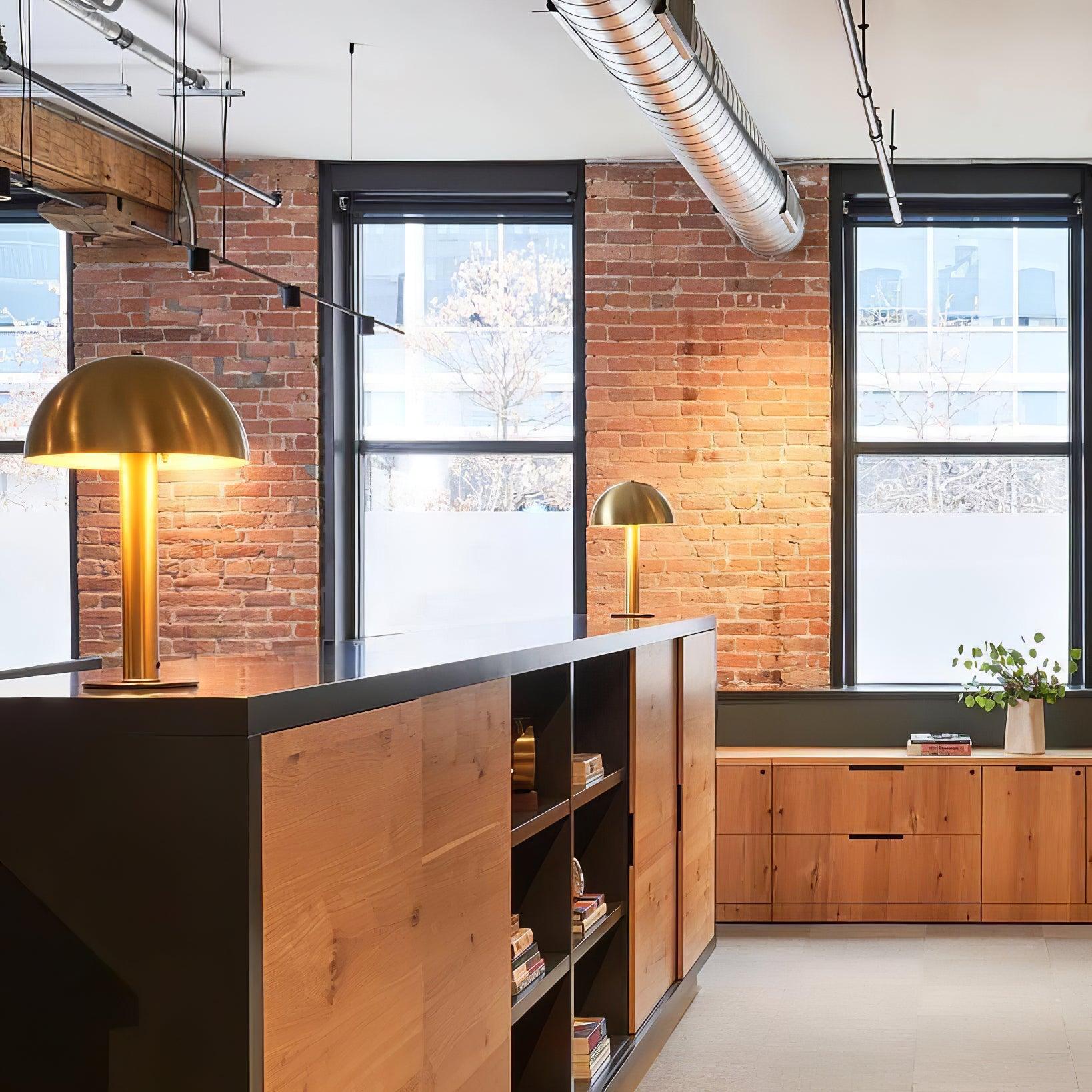 Elegante Tischlampe im Pilzdesign – Dimmbar, Metallkörper in Weiß, Blau und Kupfer, Ideal für Wohnzimmer und Schlafzimmer 6