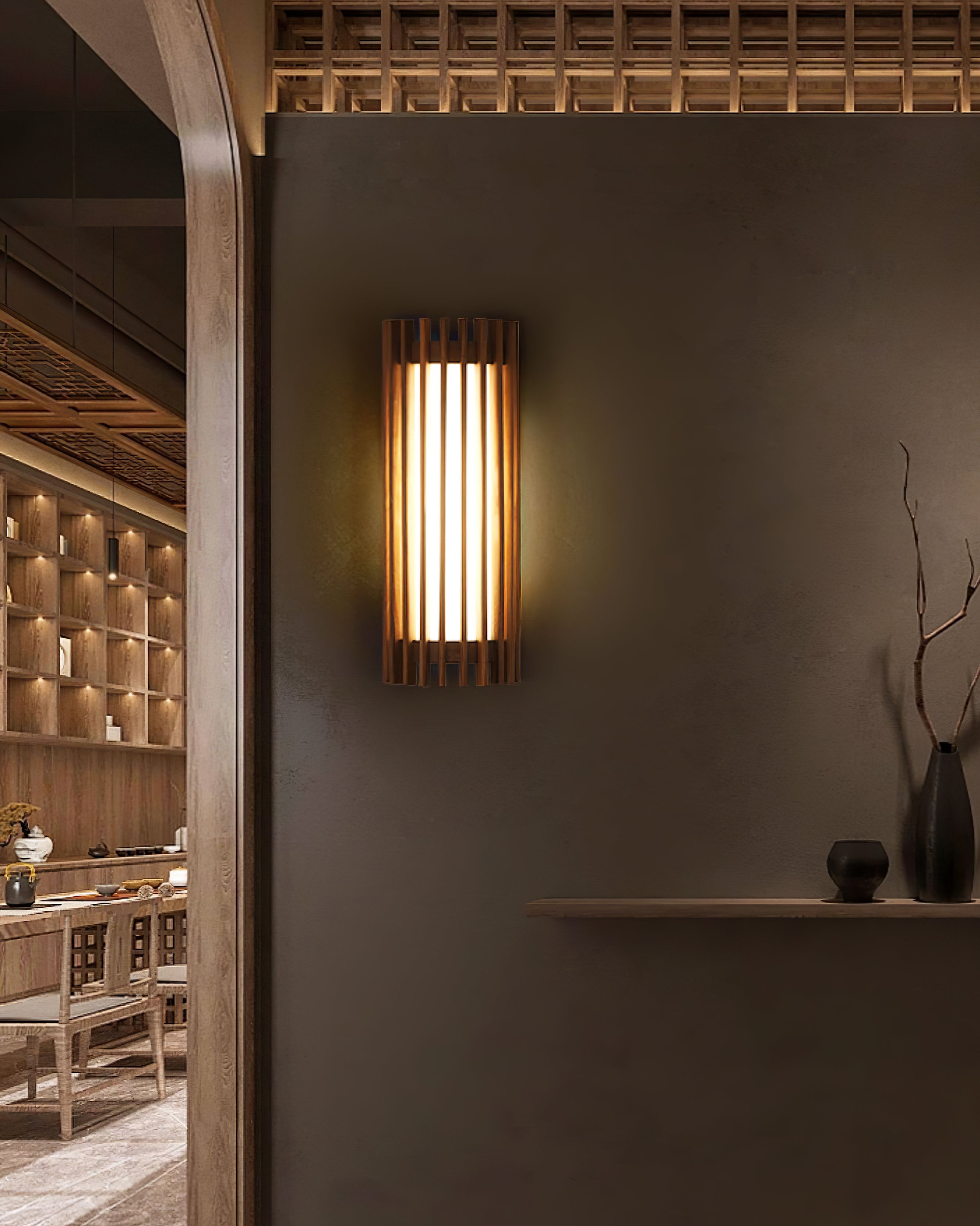 Elegante Wandlampe aus Walnussholz mit Integriertem LED und Warmweißem Licht – Indirekte Wandbeleuchtung für Gemütliche Atmosphäre 4