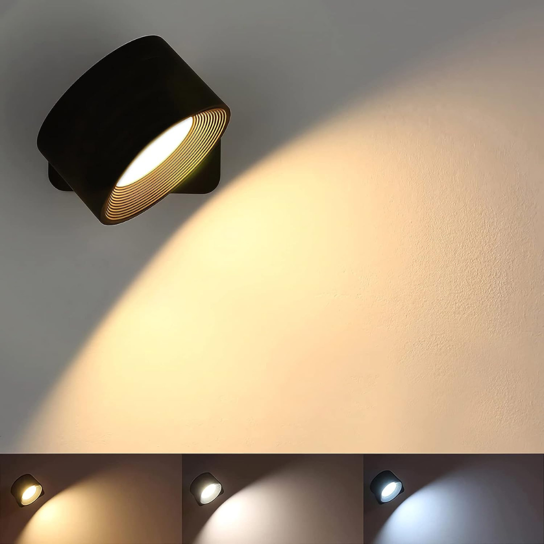 LumaOrbit | Wandleuchte – Kabellose 360° LED mit Touchsteuerung