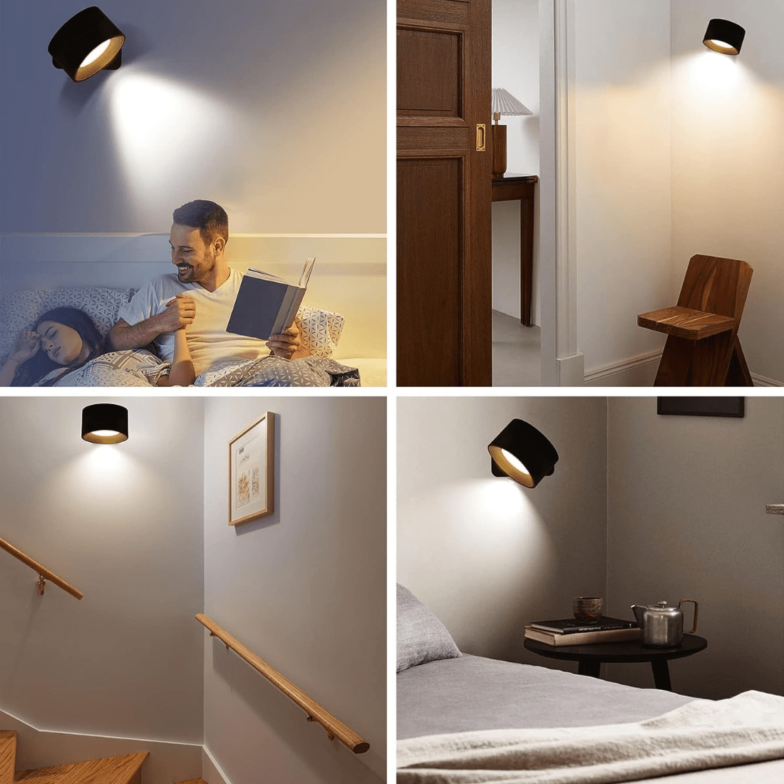 LumaOrbit | Wandleuchte – Kabellose 360° LED mit Touchsteuerung