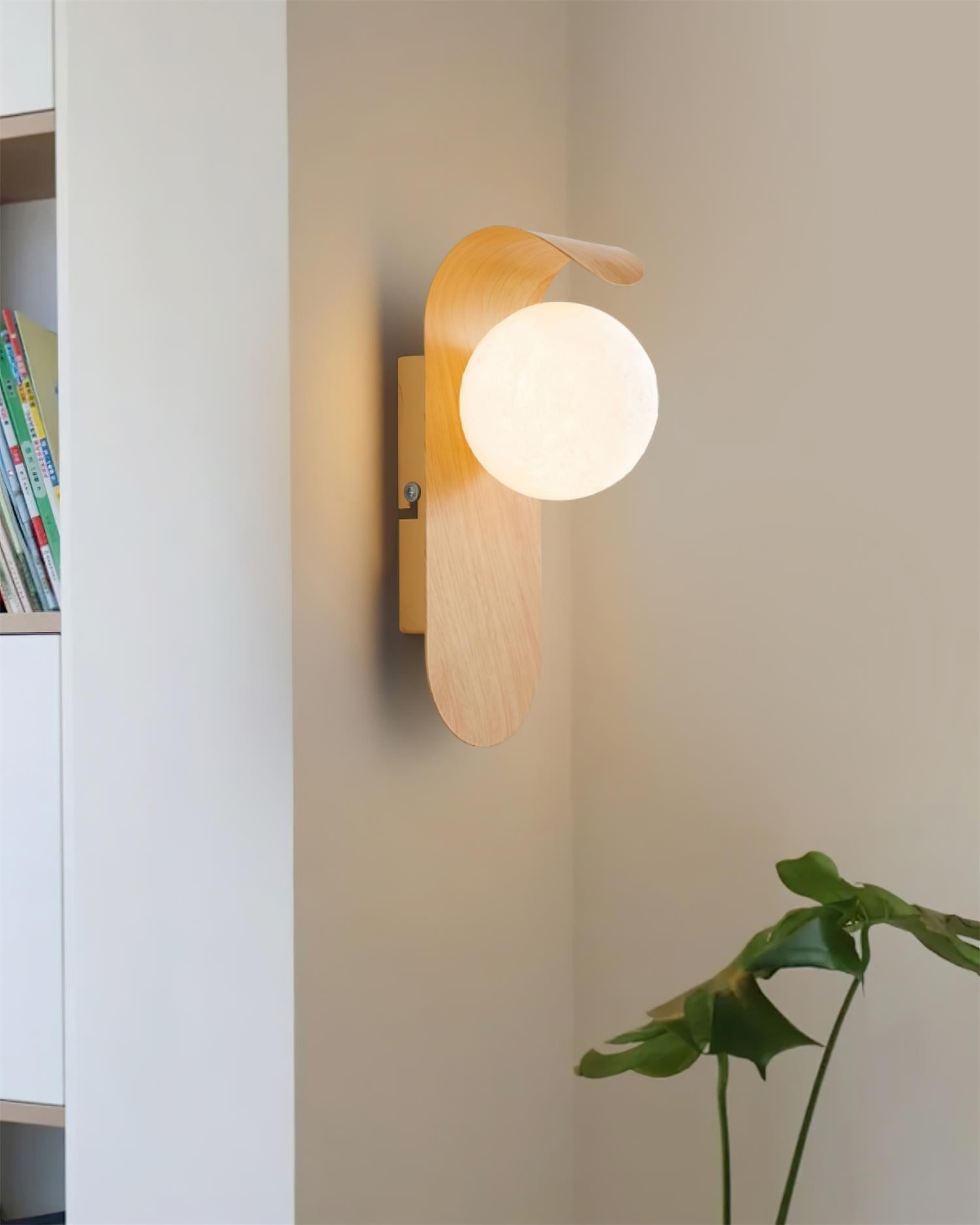 Moderne Frosted Acryl Wandlampe mit Holzsockel – Feuchtraum geeignet für Innen- und Außenbereich, sanfte Lichtdiffusion 4