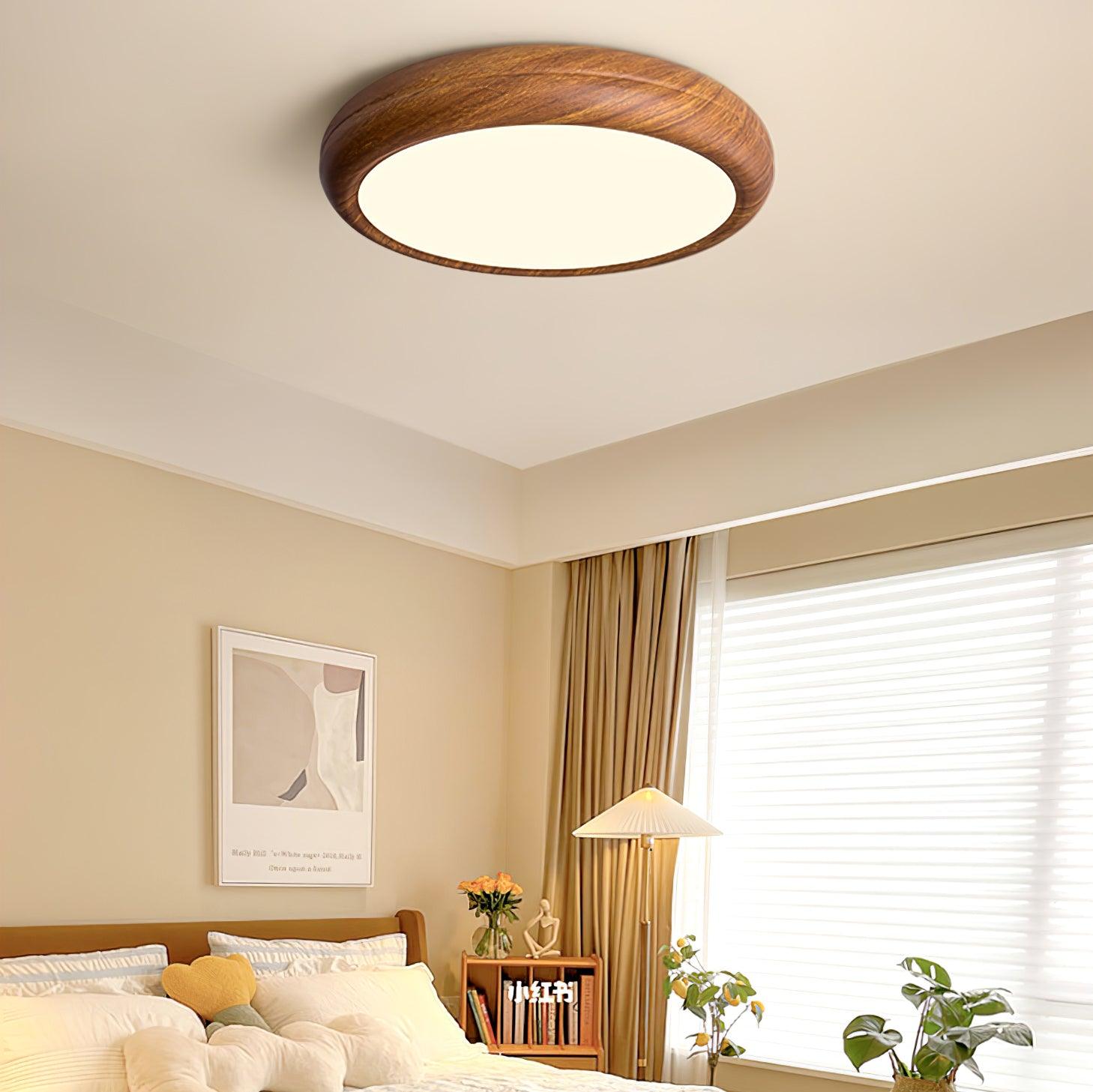 Nordic LED Deckenleuchte mit Holzmaserung für Wohnzimmer – Warmweiß 3000K, verschiedene Größen verfügbar 5