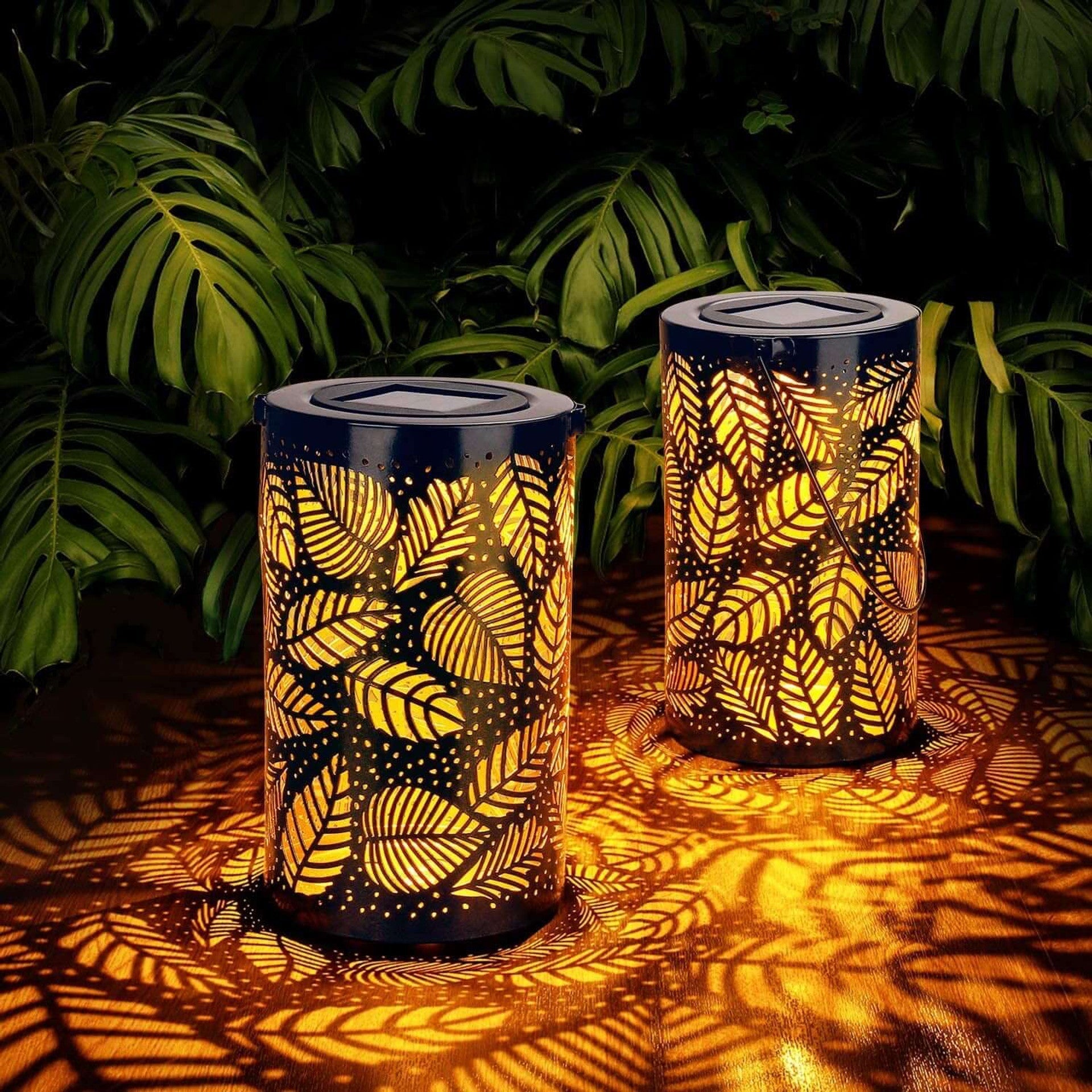 Dekorative Laterne mit Goldenen Blättern – Wetterfestes Windlicht für Innen und Außen, Elegantes Design für Gemütliches Ambiente 0