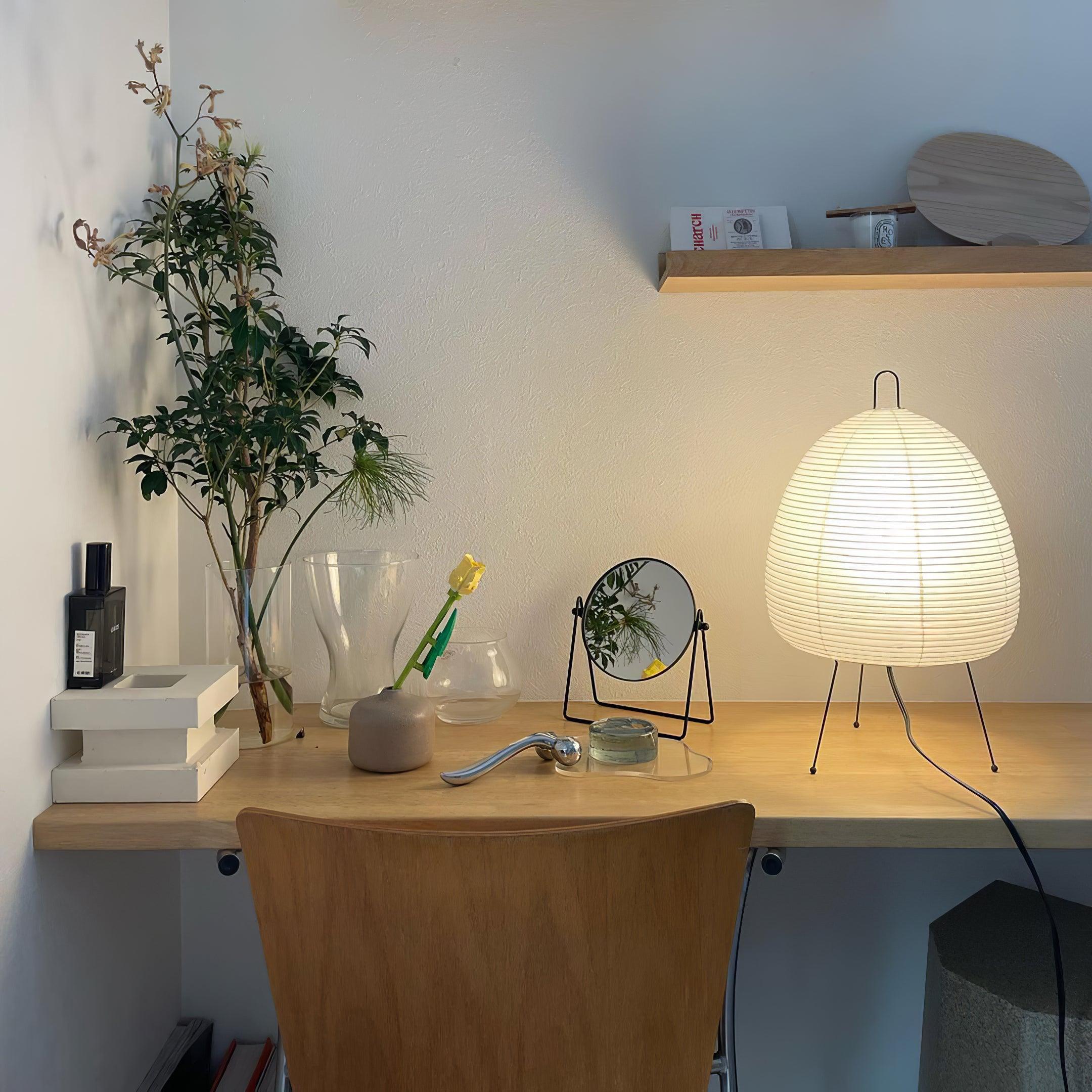 Elegante Dimmbar Tischlampe mit Gewölbtem Papierschirm – Ideal als Nachttischlampe oder Tischleuchte für Gemütliches Licht 7