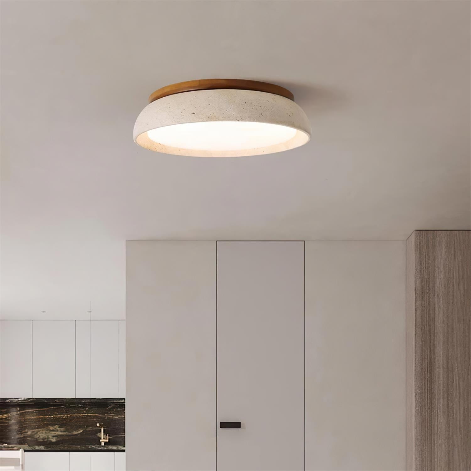 Elegante LED Deckenleuchte mit Travertin-Design für Wohnzimmer – Feuchtraumgeeignet, verschiedene Größen verfügbar 2