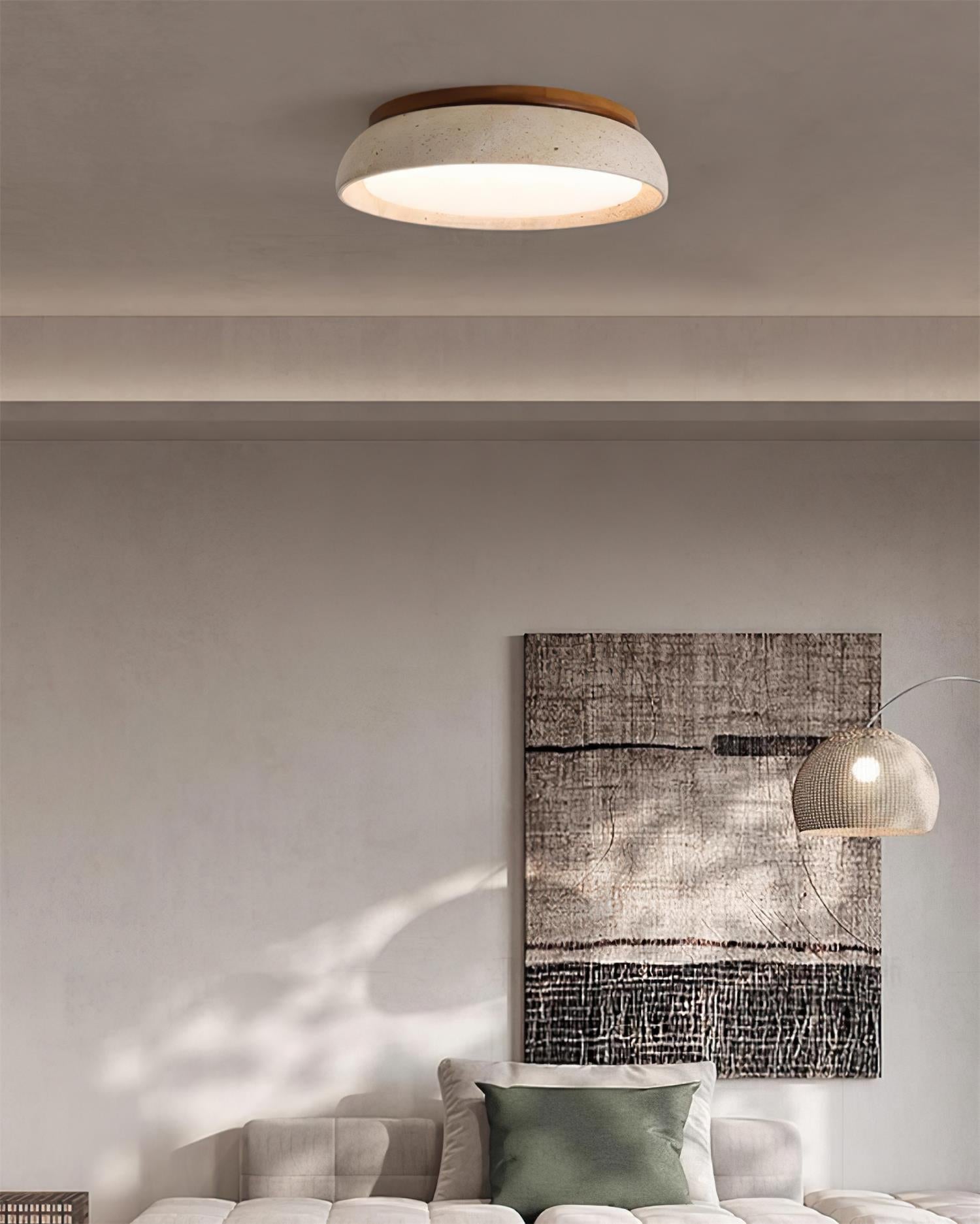 Elegante LED Deckenleuchte mit Travertin-Design für Wohnzimmer – Feuchtraumgeeignet, verschiedene Größen verfügbar 3