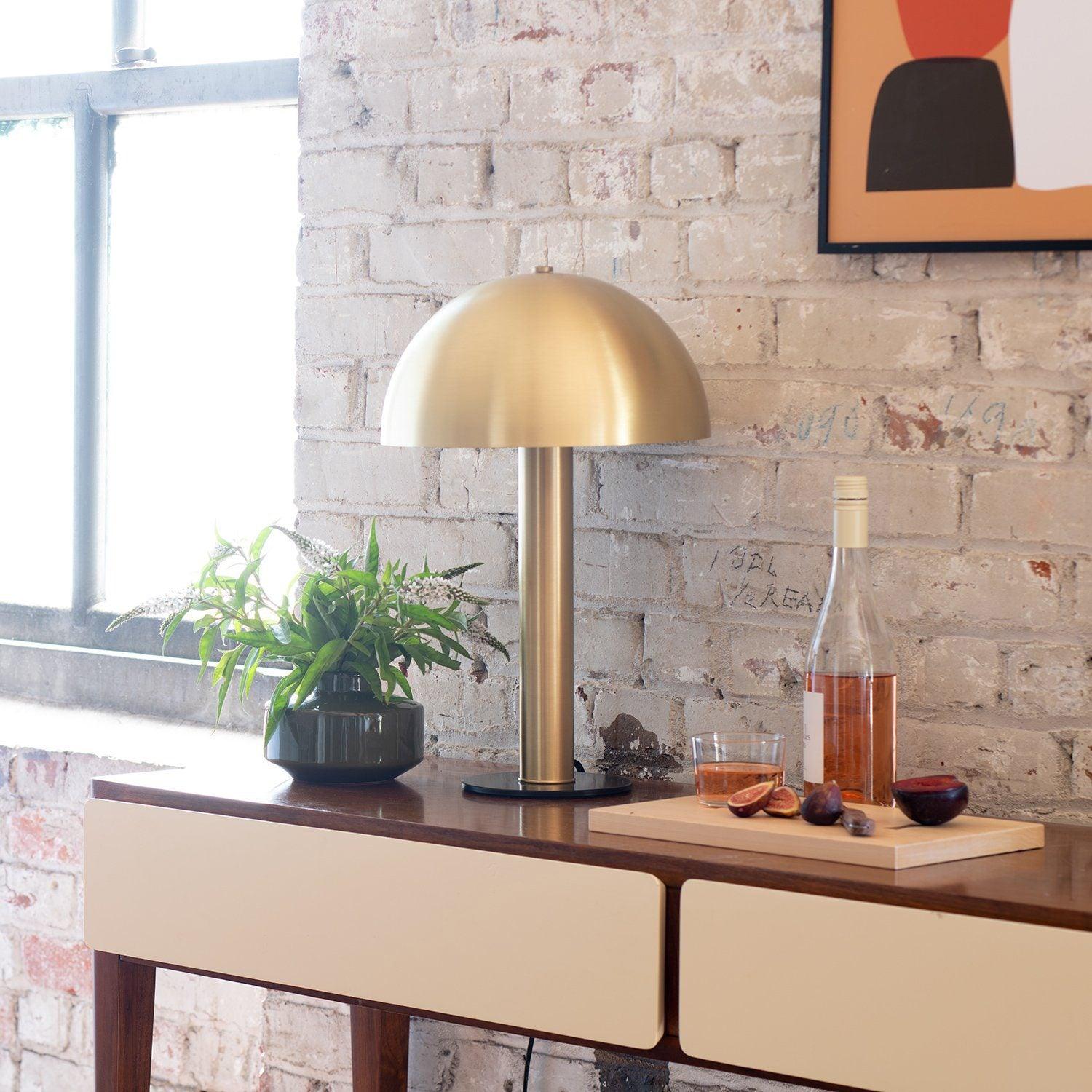 Elegante Tischlampe im Pilzdesign – Dimmbar, Metallkörper in Weiß, Blau und Kupfer, Ideal für Wohnzimmer und Schlafzimmer 8