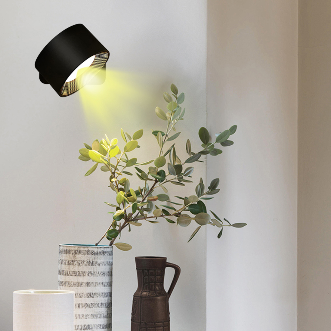 LumaOrbit | Wandleuchte – Kabellose 360° LED mit Touchsteuerung