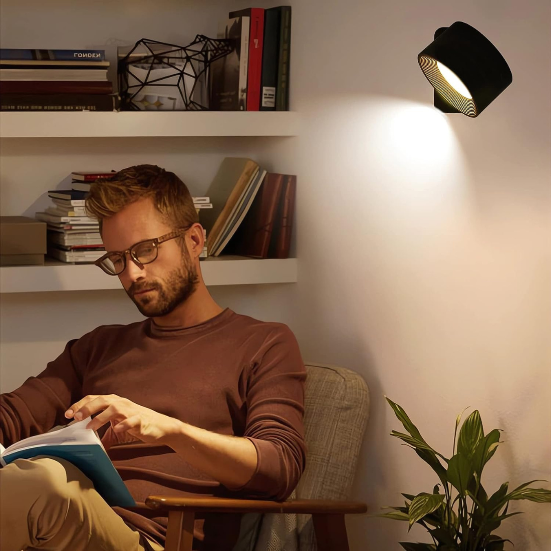 LumaOrbit | Wandleuchte – Kabellose 360° LED mit Touchsteuerung
