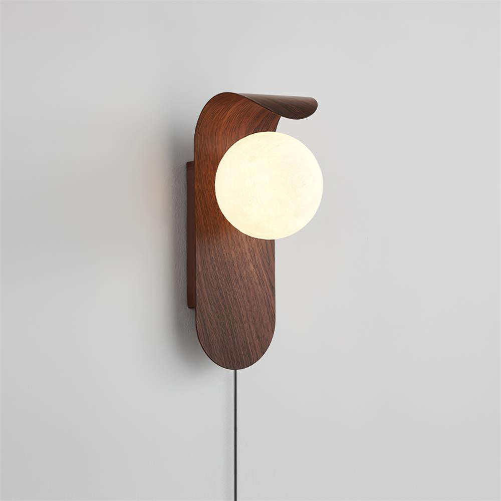 Moderne Frosted Acryl Wandlampe mit Holzsockel – Feuchtraum geeignet für Innen- und Außenbereich, sanfte Lichtdiffusion 0