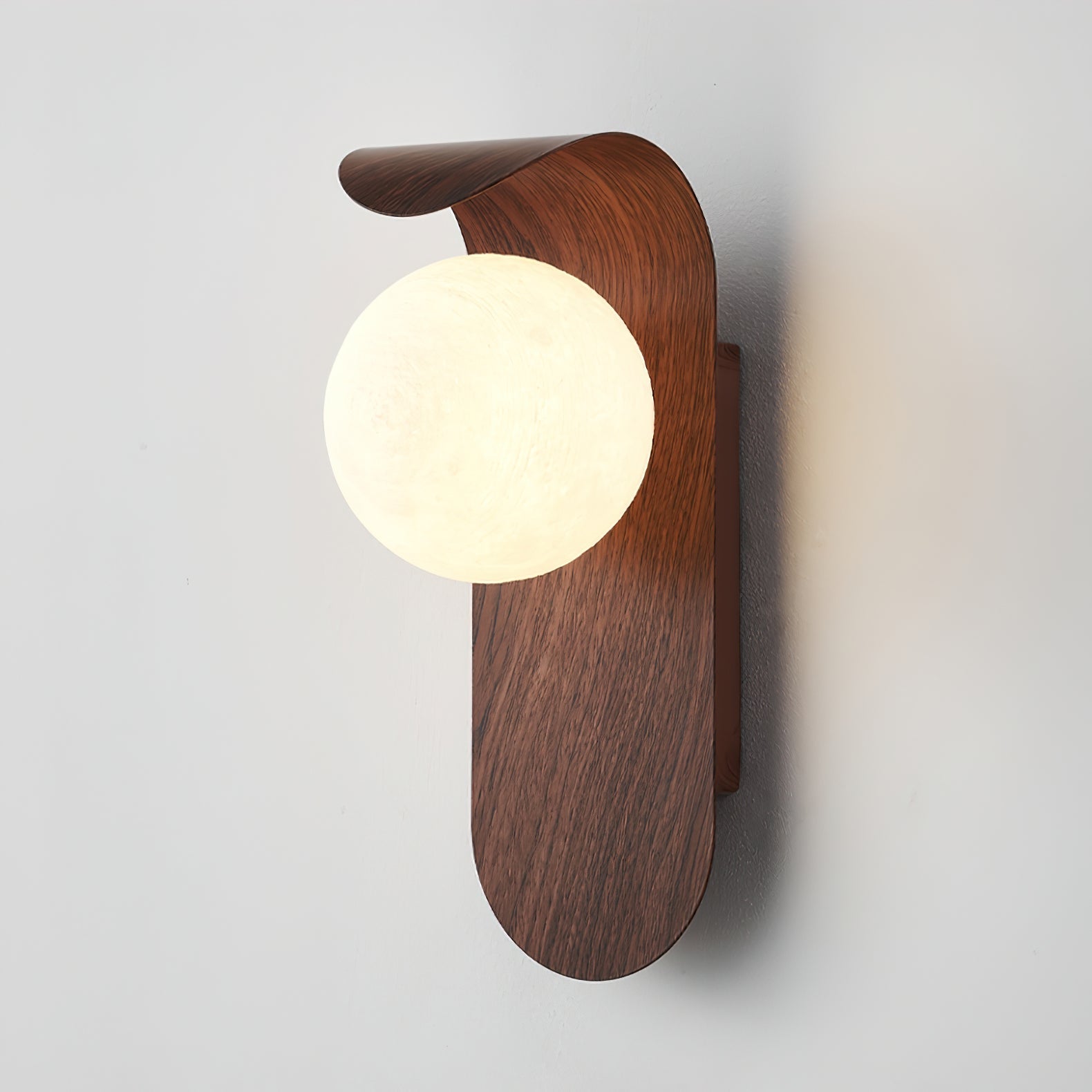 Moderne Frosted Acryl Wandlampe mit Holzsockel – Feuchtraum geeignet für Innen- und Außenbereich, sanfte Lichtdiffusion 2