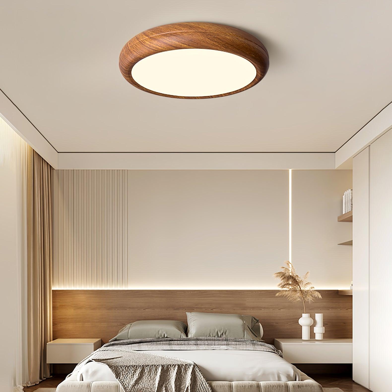 Nordic LED Deckenleuchte mit Holzmaserung für Wohnzimmer – Warmweiß 3000K, verschiedene Größen verfügbar 2