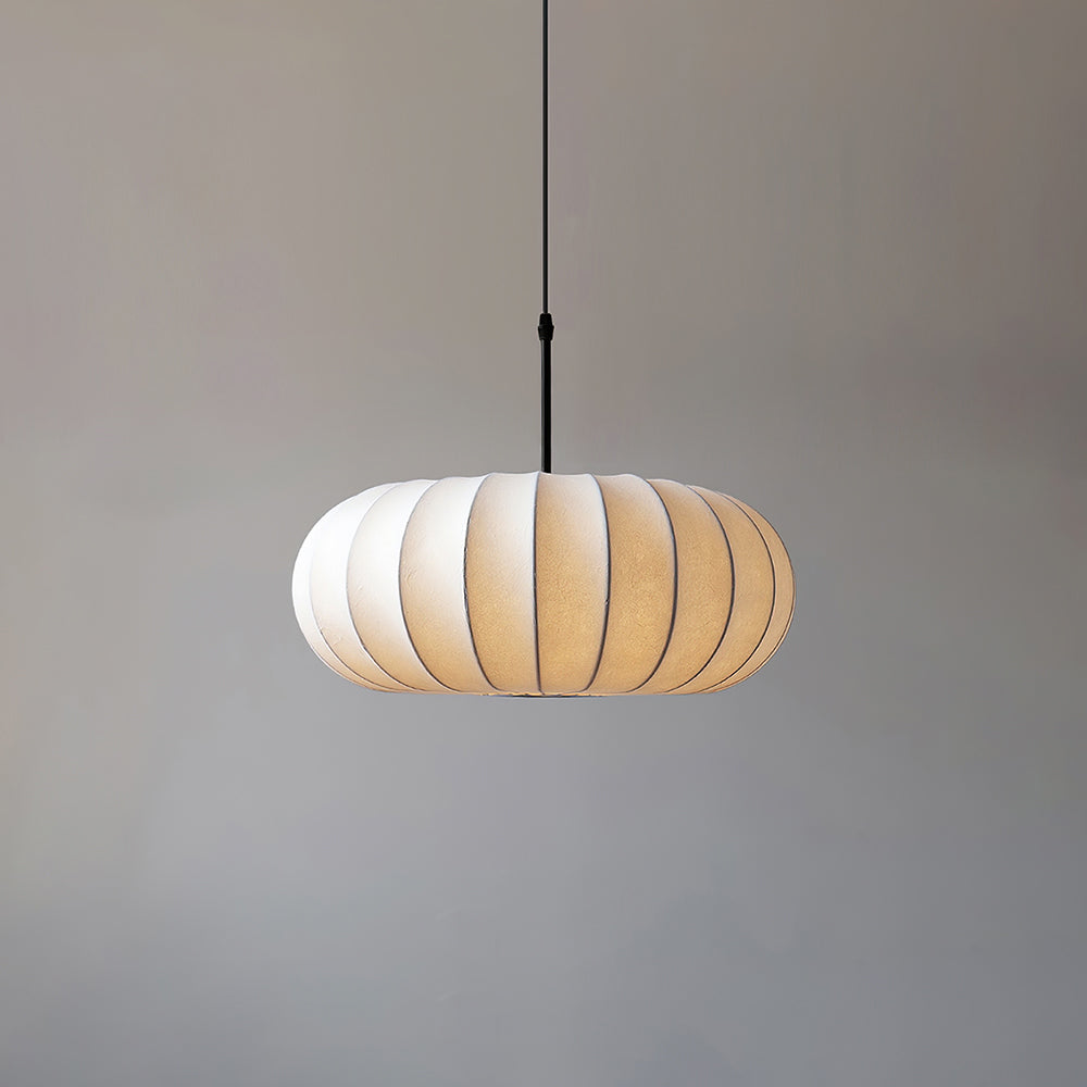 Pendelleuchte im Japanischen Minimalismus für Esstisch – Verstellbare Höhe, E26/E27 Kompatibel, Wabi-Sabi Stil, Weißer Stoffschirm 0