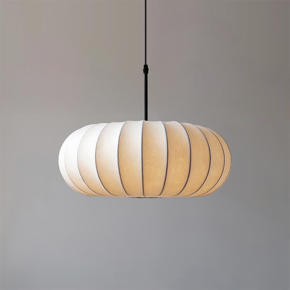 Pendelleuchte im Japanischen Minimalismus für Esstisch – Verstellbare Höhe, E26/E27 Kompatibel, Wabi-Sabi Stil, Weißer Stoffschirm 2