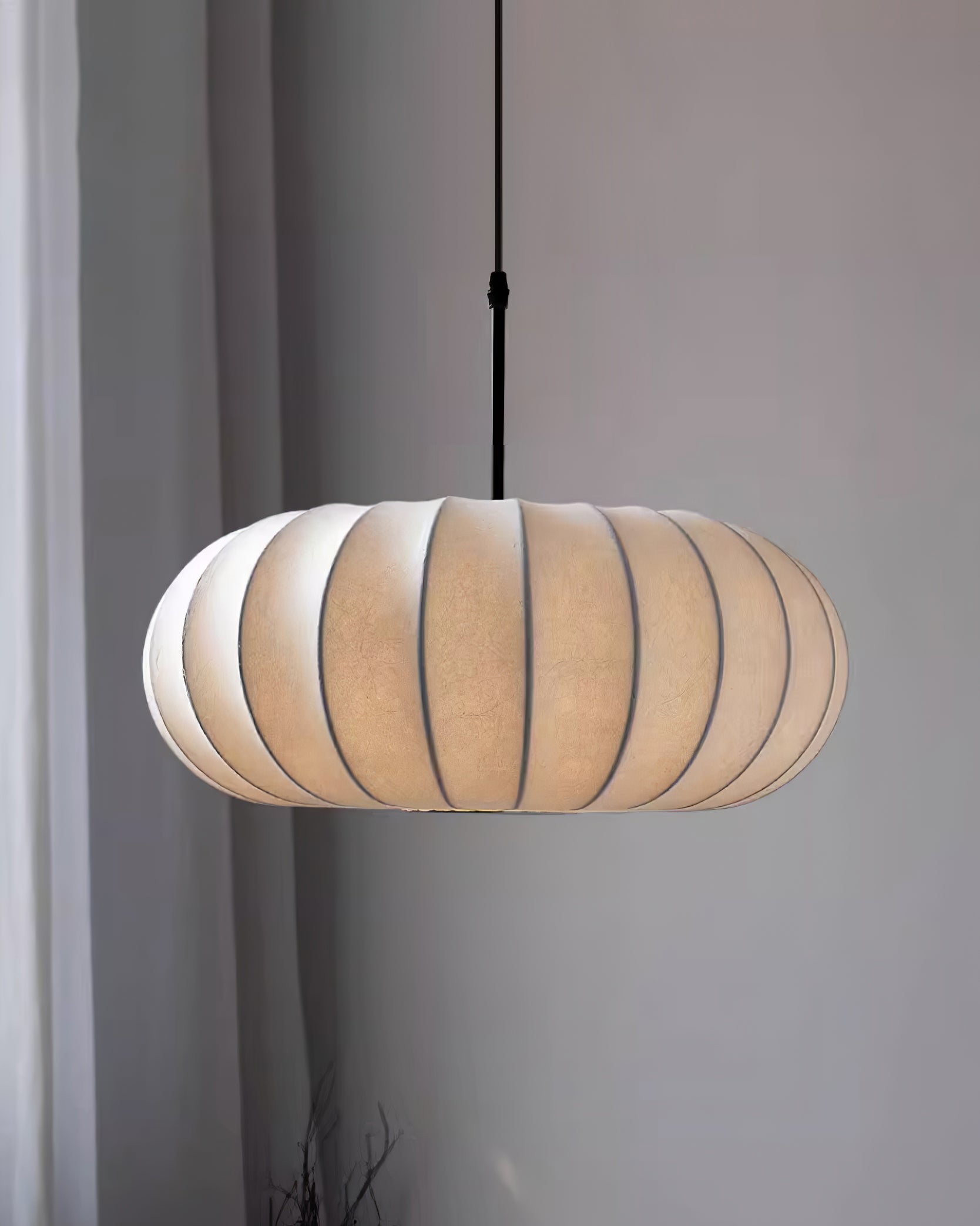 Pendelleuchte im Japanischen Minimalismus für Esstisch – Verstellbare Höhe, E26/E27 Kompatibel, Wabi-Sabi Stil, Weißer Stoffschirm 3
