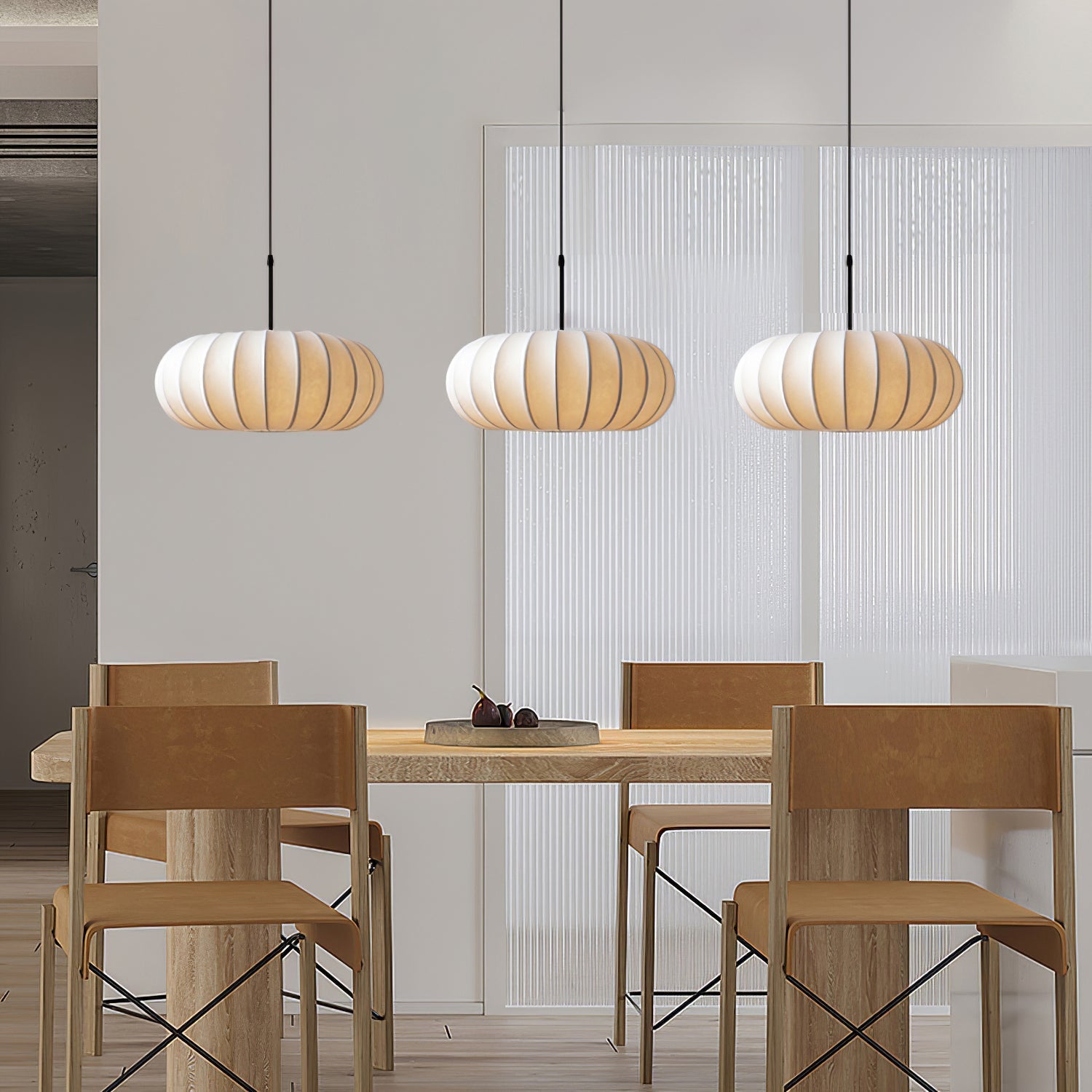 Pendelleuchte im Japanischen Minimalismus für Esstisch – Verstellbare Höhe, E26/E27 Kompatibel, Wabi-Sabi Stil, Weißer Stoffschirm 4